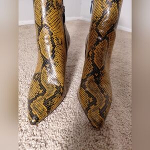 Steve Madden Yellow and Black Snake Print Ankle Boots